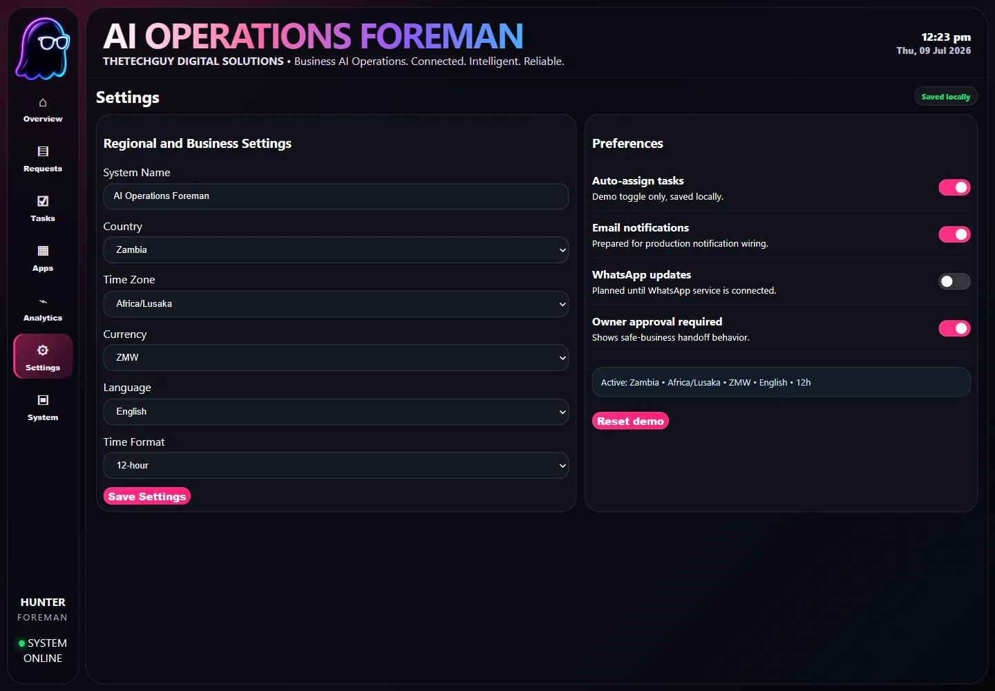Settings screenshot