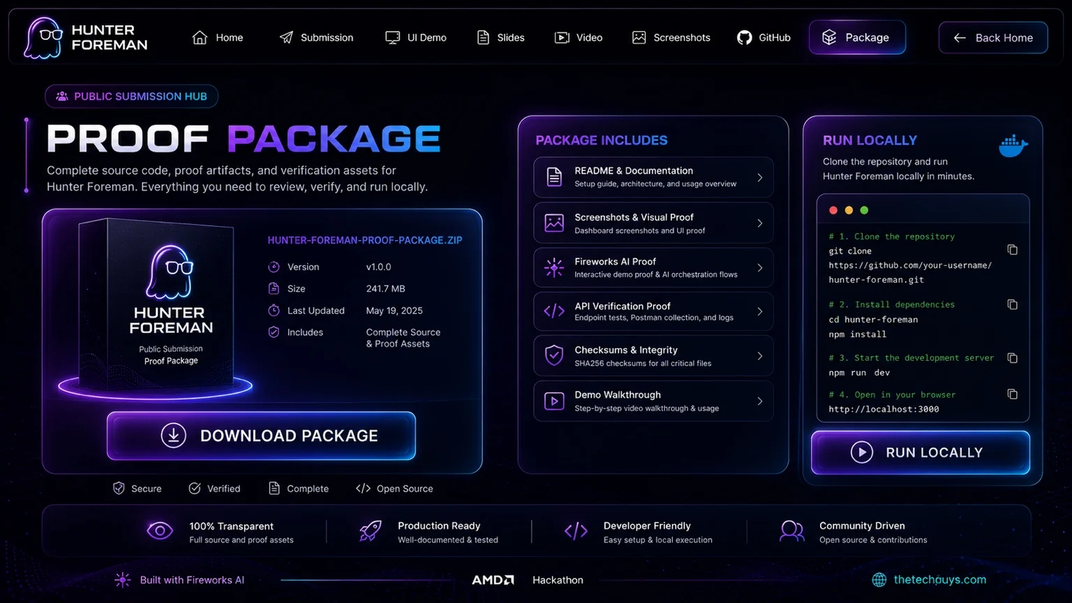 Hunter Foreman proof package and local run instructions