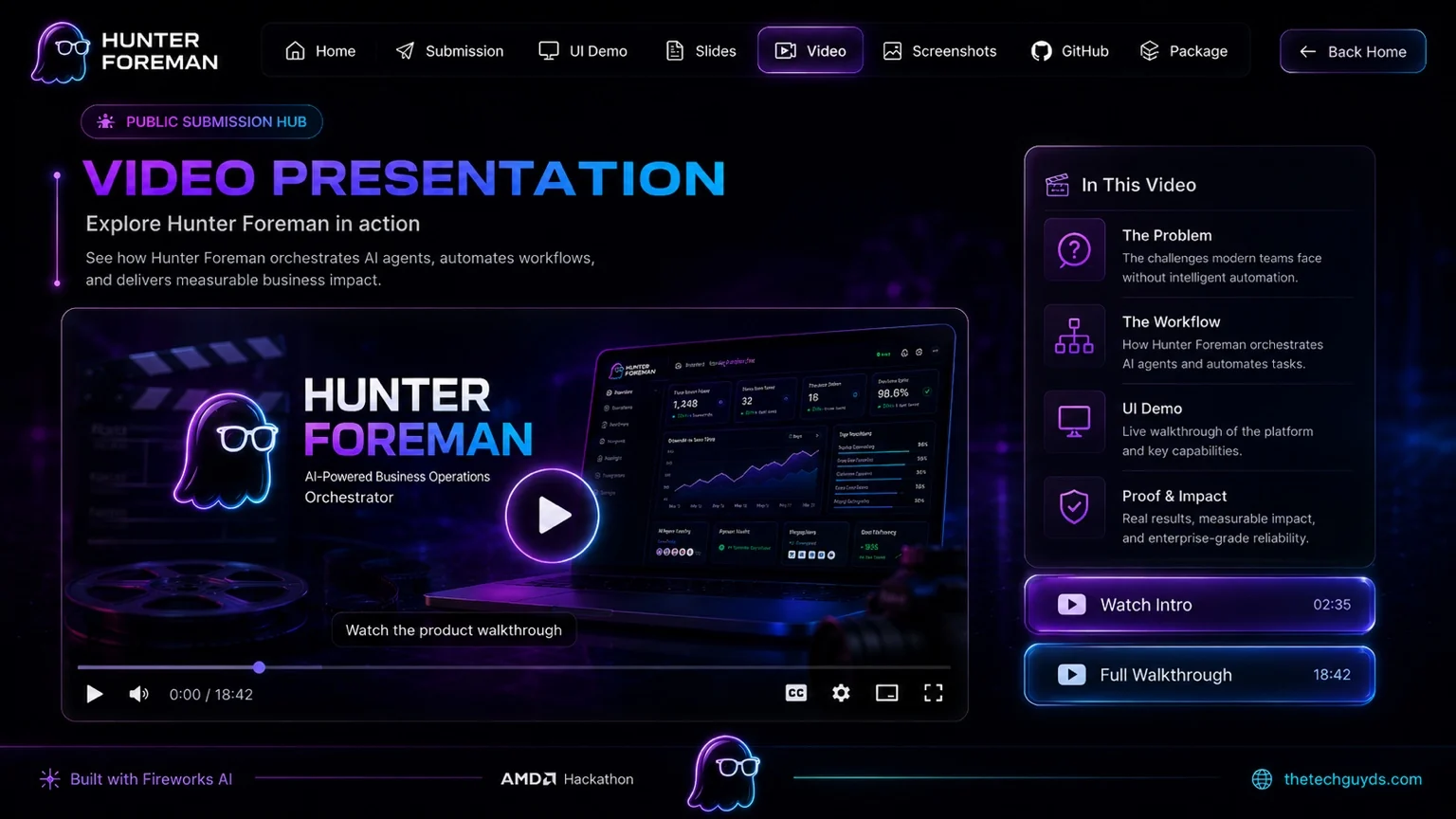 Hunter Foreman video presentation page